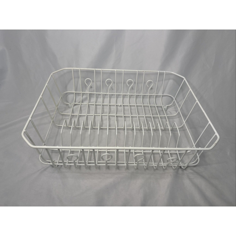 Vtg Rubbermaid White Coated Wire Twin Dish Sink Drying Rack Retro Utilitarian